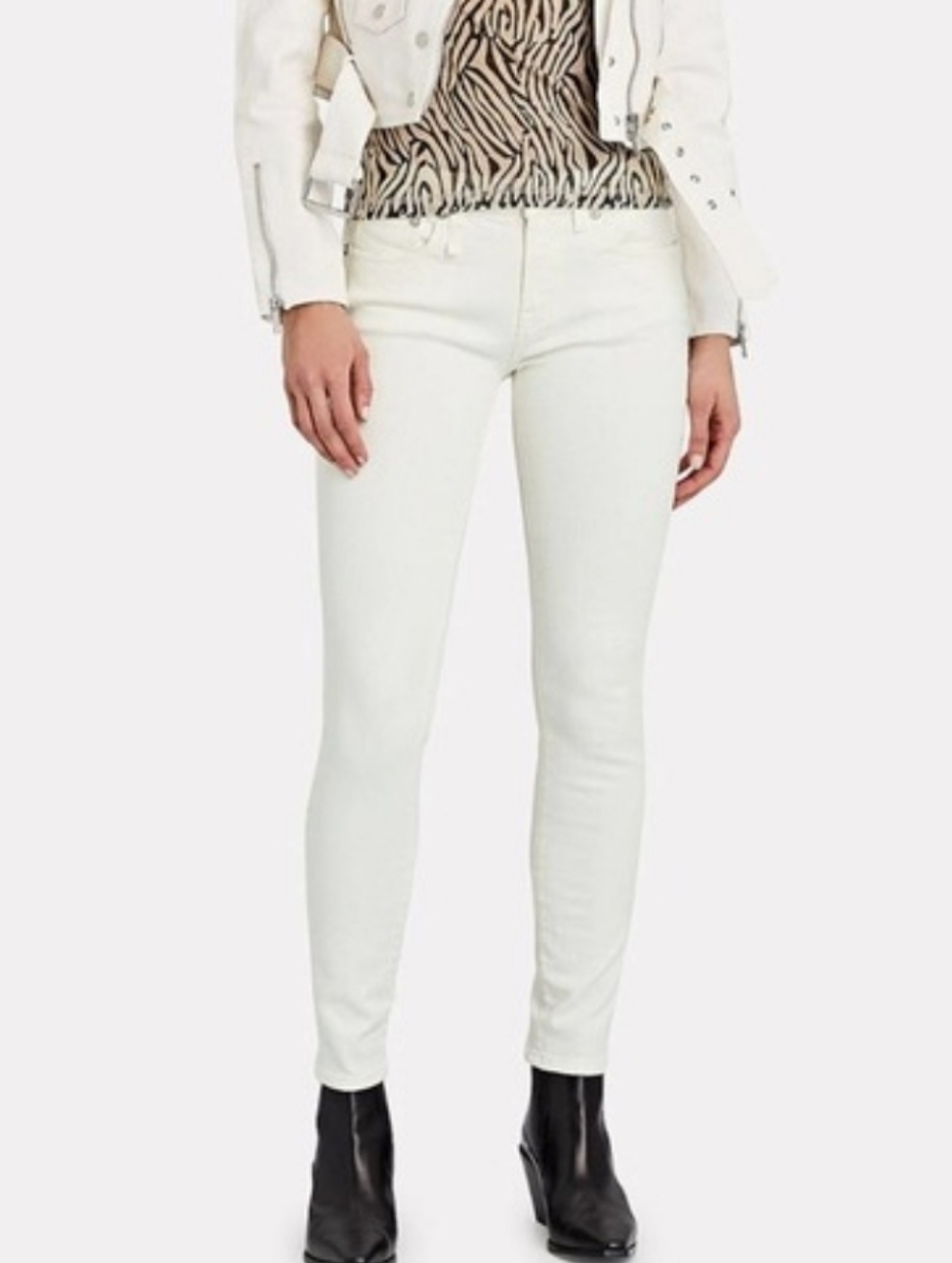 R13 Kate Skinny Jeans In Rinsed White, Size 28